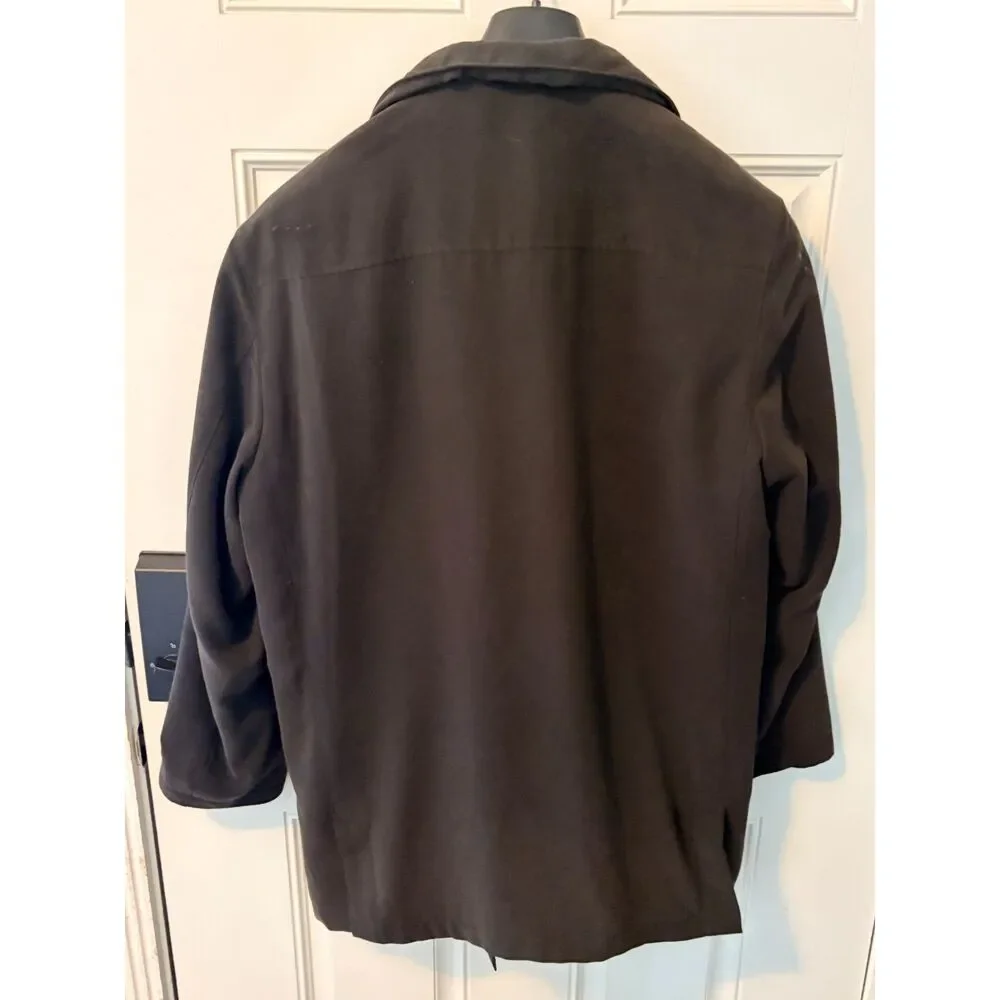 Sanyo Mens Black Trench Overcoat New York Tokyo Coat Size Large